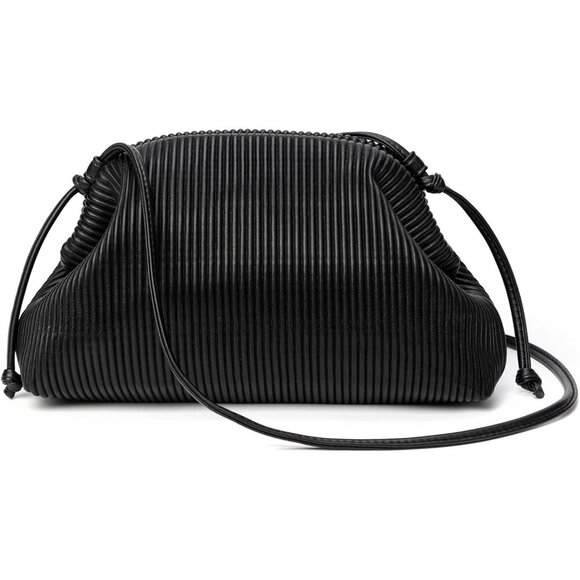 Handbags - Women's Black Soft Cloud Bag Fashion Dumpling With Ruched Pouch Crossbody Bag